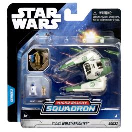 Jazwares Figura Star Wars Nave 8 cm Jedi con Yoda y R2D2, cockpit abatible y patas extensibles