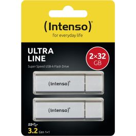 Intenso Memoria USB Flash Drive Ultra Line 3.2 Gen 1 2x32GB 70MB/s Plata Doble Pack