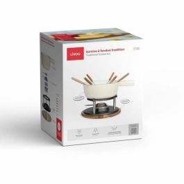Livoo MEN426C Juego de Fondue Tradicional 2,6L para 6 Personas, Hierro Fundido Esmaltado, Apto para Todo Tipo de Fuegos, Incluye 6 Tenedores
