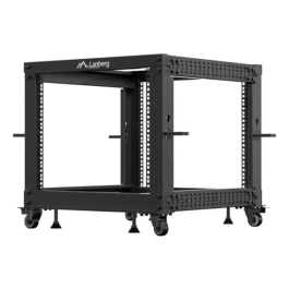Lanberg Armario Rack Abierto 19" 9U Independiente para Servidores y Red 600kg Negro con Ruedas y Profundidad Ajustable