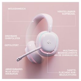 Logitech G735 Auriculares Inalámbricos Bluetooth y Lightspeed, Diadema para Gaming, Color Blanco Mist