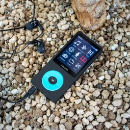 Lenco Xemio-860BU Reproductor MP3 8GB con Pantalla LCD, Bluetooth 5.3 y Auriculares, Negro/Azul