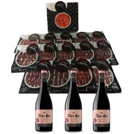 Jamón Ibérico de Bellota Linaje Negro 100 g x 15 Botella de vino tinto 750 ml x 3 Monte Real Precio: 321.6900005. SKU: B17JECHGL9