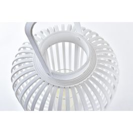 DKD Home Decor Portavelas Blanco 28 x 47 x 28 cm Bambú y Cristal