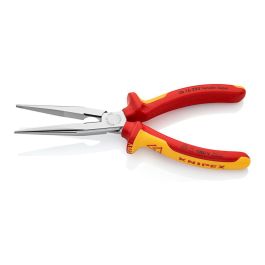 Knipex Alicates de Boca Cigüeña Recto 200mm con filos de corte, mangos aislados VDE, cromado/rojo/amarillo 206g 200x56x19 mm