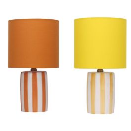 DKD Home Decor Lámpara de Sobremesa Moderna 20x34x20cm, Cerámica y Poliéster, Naranja Amarillo, E27, 50W (2 Unidades)