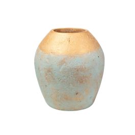 Florero Romimex Azul Dorado Terracota 25 x 40 x 25 cm Precio: 86.79000033. SKU: B12Z5X2GV8