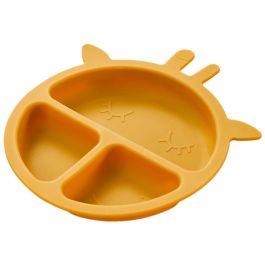 Tom et Zoe Plato de Silicona con 3 Compartimentos, Diseño de Jirafa Amarilla para Bebés, Colección Pueri, 20 cm
