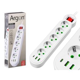 Argon Regleta Multifunción 5 Enchufes y 3 Interruptores, 2500W, Cable de 2 mts, Color Blanco (Set de 8) Precio: 53.49999996. SKU: B1G33FJPPV