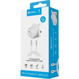 Sandberg Cargador de Pared USB-C AC 20W PD para Smartphone/Tablet con Cable Lightning 1M
