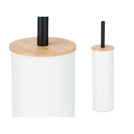 Berilo Escobillero de Metal y Bambú Blanco 9.5x27.2x9.5 cm (6 Unidades)