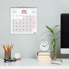 Finocam Calendario de Pared 30x30 cm Mv Neutro 2026 – Anual con Espacio para Escribir y Planificar, con Festivos Internacionales