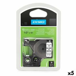 Cinta Laminada para Rotuladoras Dymo D1 16959 12 mm x 5,5 m Negro Poliéster Blanco (5 Unidades) Precio: 94.89000048. SKU: B1EGFWZAN6