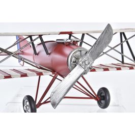 DKD Home Decor Avión Decoración Vintage Metal Rojo Azul Marino Medidas 45x38x16 cm Set de 2 Unidades