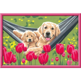 Ravensburger 25852 Kit de Pintura por Números CreArt Kids Labrador y Tulipanes (31 x 21 cm) a partir de 7 años