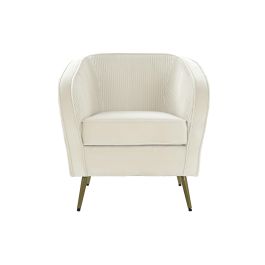 DKD Home Decor Sillón Glam Crema de Poliéster y Metal, Desmontable, Altura Asiento 45 cm, 73 x 70 x 68 cm DKD Home Decor Sillón Glam Crema de Poliéster y Metal, Desmontable, Altura Asiento 45 cm, 73 x 70 x 68 cm