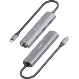 Aisens ASUC-4P039-GR Hub USB-C a Ethernet Gigabit 1xUSB-C 5G, 2xUSB-A 5G, Gris