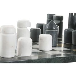 DKD Home Decor Juego de Mesa Ajedrez Moderno de Mármol y Latón Verde y Blanco 35.5 x 35.5 x 1.5 cm
