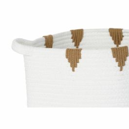 DKD Home Decor Cesta de Almacenamiento Estilo Boho Algodón Blanco Mostaza y Colores Surtidos 34x34x40 cm - Pack de 3