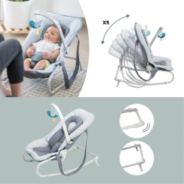 Babymoov Transat Graphik Blue Tumbona Cómoda para Bebé, Asiento Acolchado, Plegable Compacto, Ajustable
