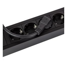 Bachmann PRIMO2 Regleta de Enchufes con 6 Tomas Schutzkontakt, Aluminio Negro, Cable 2m, IP20, Tipo F, Angular, Protección Infantil