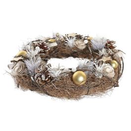 Corona de Navidad DKD Home Decor Natural Dorado Marrón Piñas (34 x 34 x 8 cm) Corona de Navidad DKD Home Decor Natural Dorado Marrón Piñas (34 x 34 x 8 cm)