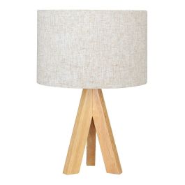 Edm Lámpara de mesa E27 madera y tela, Ø25x37cm Edm Lámpara de mesa E27 madera y tela, Ø25x37cm