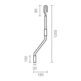 Micel Manivela para toldo bajo TLD06 1200mm, acero acabado blanco, 180x180x1200mm