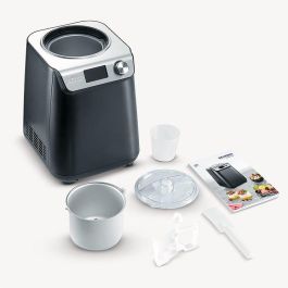Severin EZ 7407 Máquina para Hacer Helados y Yogur, Compresor, 1.2L, Postres Congelados y Sorbete, Acero Inoxidable/Negro