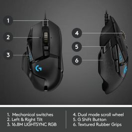 Logitech 910-005470 Ratón Gaming G502 Hero 25600 DPI RGB LIGHTSYNC, 11 Botones Programables, Peso Ajustable y Negro Logitech 910-005470 Ratón Gaming G502 Hero 25600 DPI RGB LIGHTSYNC, 11 Botones Programables, Peso Ajustable y Negro