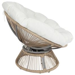 Home Deco Factory Butaca Giratoria Cancún Blanca Acolchada Cómoda para Jardín o Terraza 96x86x77 cm