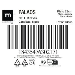 La Mediterranea Plato Hondo Opal 23 cm Colección Palaos (36 Unidades)