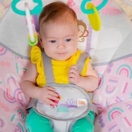 Bright Starts Pink Paradise Columpio Portátil y Compacto Automático con Música para Recién Nacidos Unisex