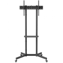 AISENS - SOPORTE DE SUELO ECO CON RUEDA, BANDEJA PARA DVD PARA MONITOR/TV 45KG DE 37-70, NEGRO