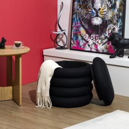 Home Deco Factory Puf Almacenaje Atom Negro d.37 cm h.42 cm