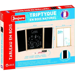 Jeujura Tríptico Cuadro Mural en Madera Natural JEU3225280879109 con Persianas Centrales de Pizarra y Tiza/Fieltro, Accesorios Incluidos, 82x56 cm Precio: 47.49999958. SKU: B147NYW8CZ