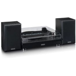 Lenco LS-101BK Tocadiscos de Tracción por Correa Negro con Bluetooth, Preamplificador Phono Integrado y Altavoces 20W