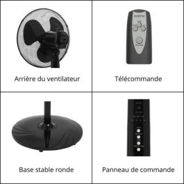 OCEANIC Ventilador de pie - 45 W - Ø 44 cm - 3 velocidades - Oscilante - Inclinable - Negro OCEANIC Ventilador de pie - 45 W - Ø 44 cm - 3 velocidades - Oscilante - Inclinable - Negro