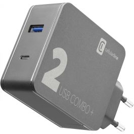 Cellularline Multipower 2 COMBO PLUS Cargador USB-C a USB-C/USB-A 48W para Portátil, MacBook y Smartphone con Carga Rápida 45W