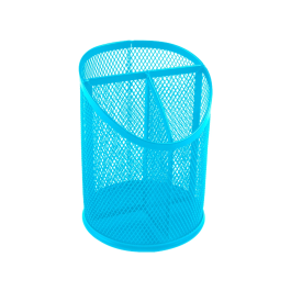 Q-connect Cubilete Portalapices Metal Rejilla Turquesa 3 Compartimentos Ø110x147 mm