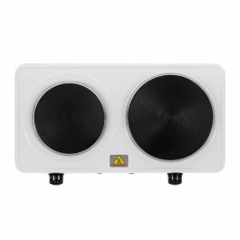 Adler Cocina Eléctrica 2 Fuegos 2500W Blanca 46 x 26,5 x 7 cm con 5 Niveles de Calor Placas ø185, ø155 mm Carcasa Acero Potente Eficiente