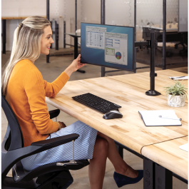 Fellowes Brazo para Monitor Individual Reflex Series TM Negro 8502501 - Ajuste Altura 45cm, Soporte hasta 32 pulgadas, Montaje en Poste, Gestión de Cables, VESA 75x75/100x100