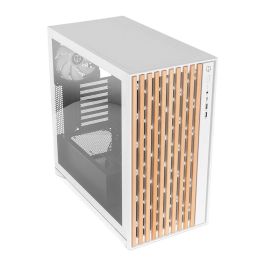 NOX NXHUMMERELEMENT Carcasa PC Torre Blanco Madera con Ventana Lateral de Vidrio Templado, USB-C, para placas ATX Micro-ITX ITX