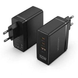 Vention FEGB0-EU Cargador de Pared GaN Ultra 100W Carga Rápida, 3 Puertos: 2x USB-C (100W) y 1x USB-A (30W)