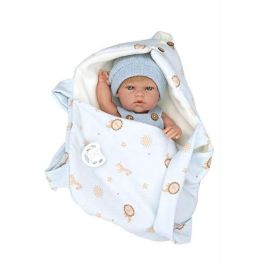 Muñecas Arias Muñeca Elegance 30 cm Natal Azul con Portabebé (Cuerpo Vinilo, Niño)