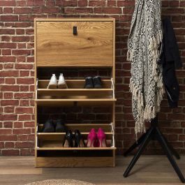 Home Deco Factory Mueble Zapatero 3 Puertas Colección Industriel con Estantes - 63x24x117 cm