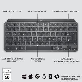 Logitech MX Keys Mini Teclado Inalámbrico Bluetooth Retroiluminado QWERTZ DE Grafito
