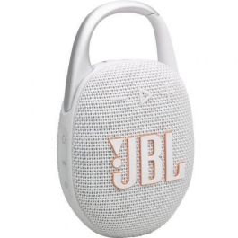 JBL Altavoz Bluetooth Clip 5, 7W, Sonido JBL Pro Ultraportátil, Mosquetón Integrado, Hasta 15 Horas de Reproducción, Blanco