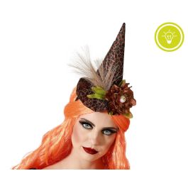 Diadema Bruja con Sombrero y Flores Marrones para Disfraz de Bruja o Druida - Diseño Inspirado en la Naturaleza y Fantasía