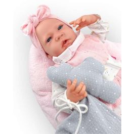 Reborn vestido blanco lazo rosa mecanismo pulsador lloro ref: 18402-24 50 cm Reborn vestido blanco lazo rosa mecanismo pulsador lloro ref: 18402-24 50 cm